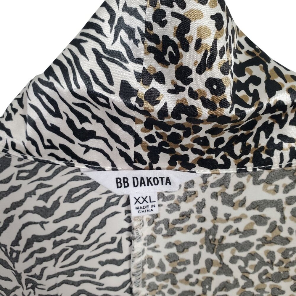 BB Dakota Size XXL Top Pajama Shirt Silky Satin Animal Print Stretch Blouse - Picture 8 of 11